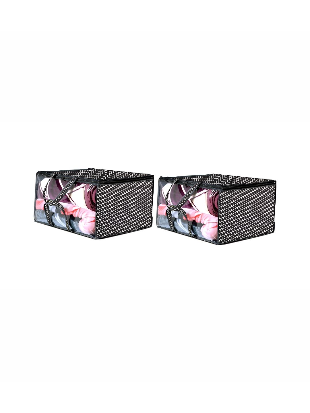 Stylista Grey & Beige 2 Pieces Checked Water Resistant Zippered Multi-Utility Organisers