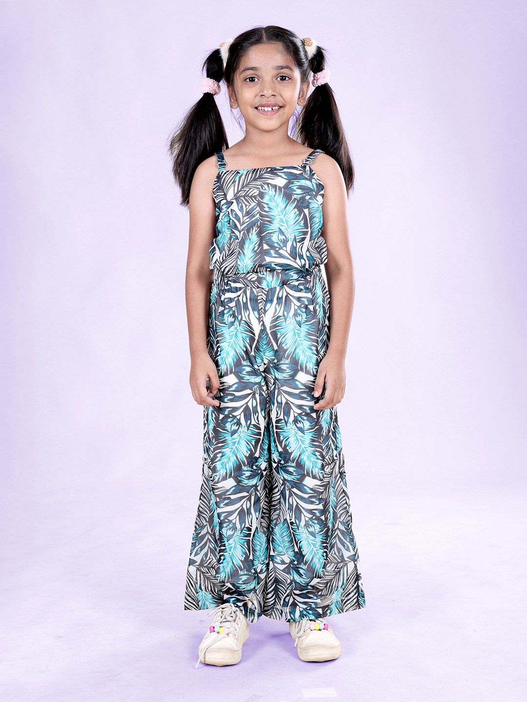 KiddoPanti Girls Printed Basic Jumpsuit