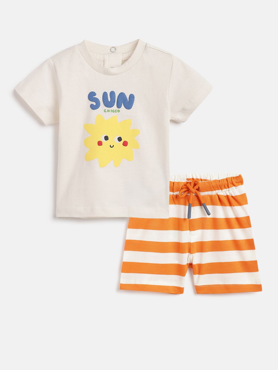 Chicco Boys Printed Short Sleeves Pure Cotton T-shirt With Shorts
