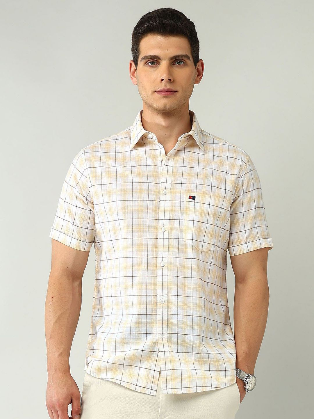 AD By Arvind Men Classic Slim Fit Tartan Checks Checked Casual Shirt