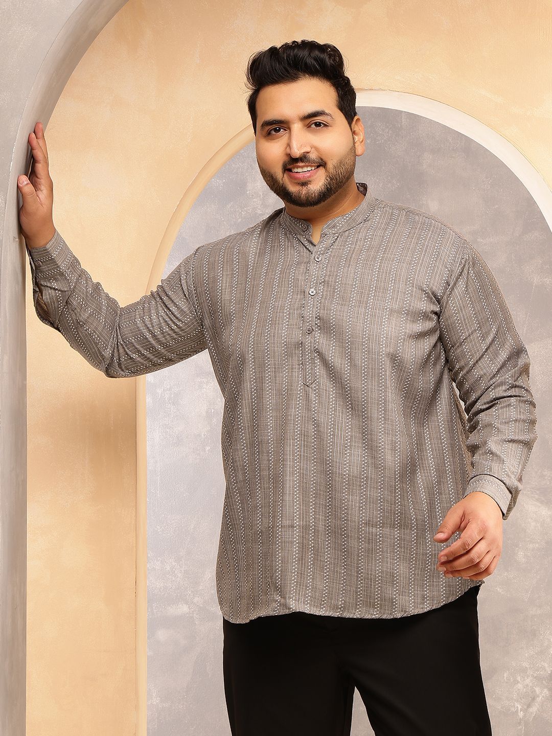 SOJANYA PLUS Men Striped Daily Cotton Straight Kurtas