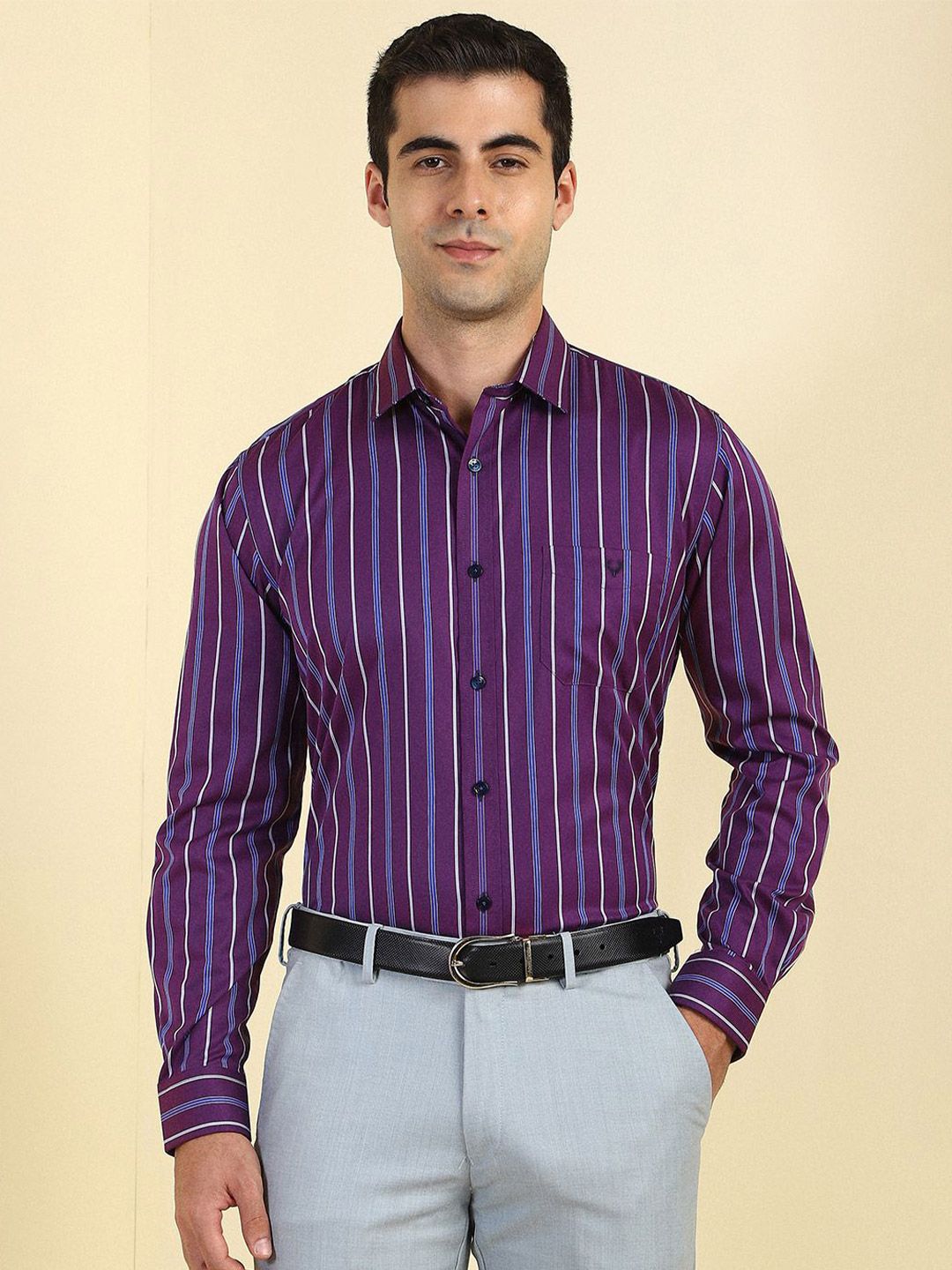 Allen Solly Men Vertical Stripes Striped Slim Fit Pure Cotton Formal Shirt