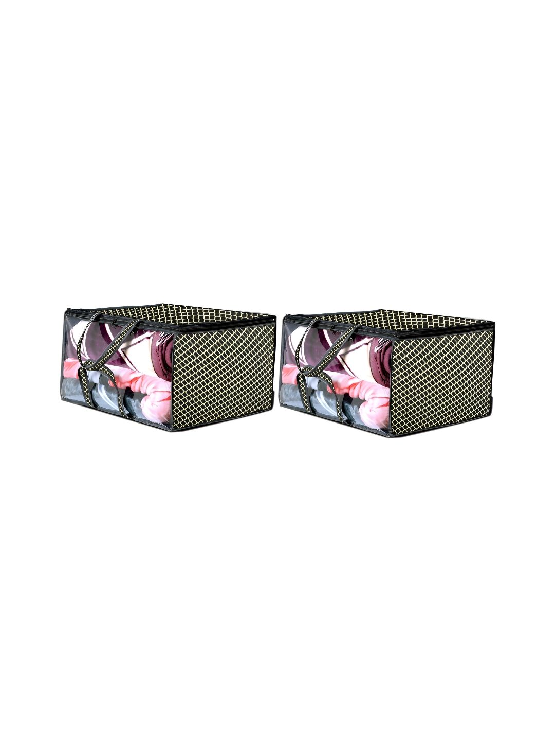 Stylista Brown & Beige 2 Pieces Checked Water Resistant Zippered Multi-Utility Organisers