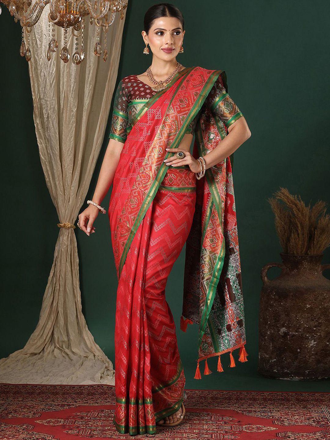 Satrani Ethnic Motifs Woven Design Patola Saree