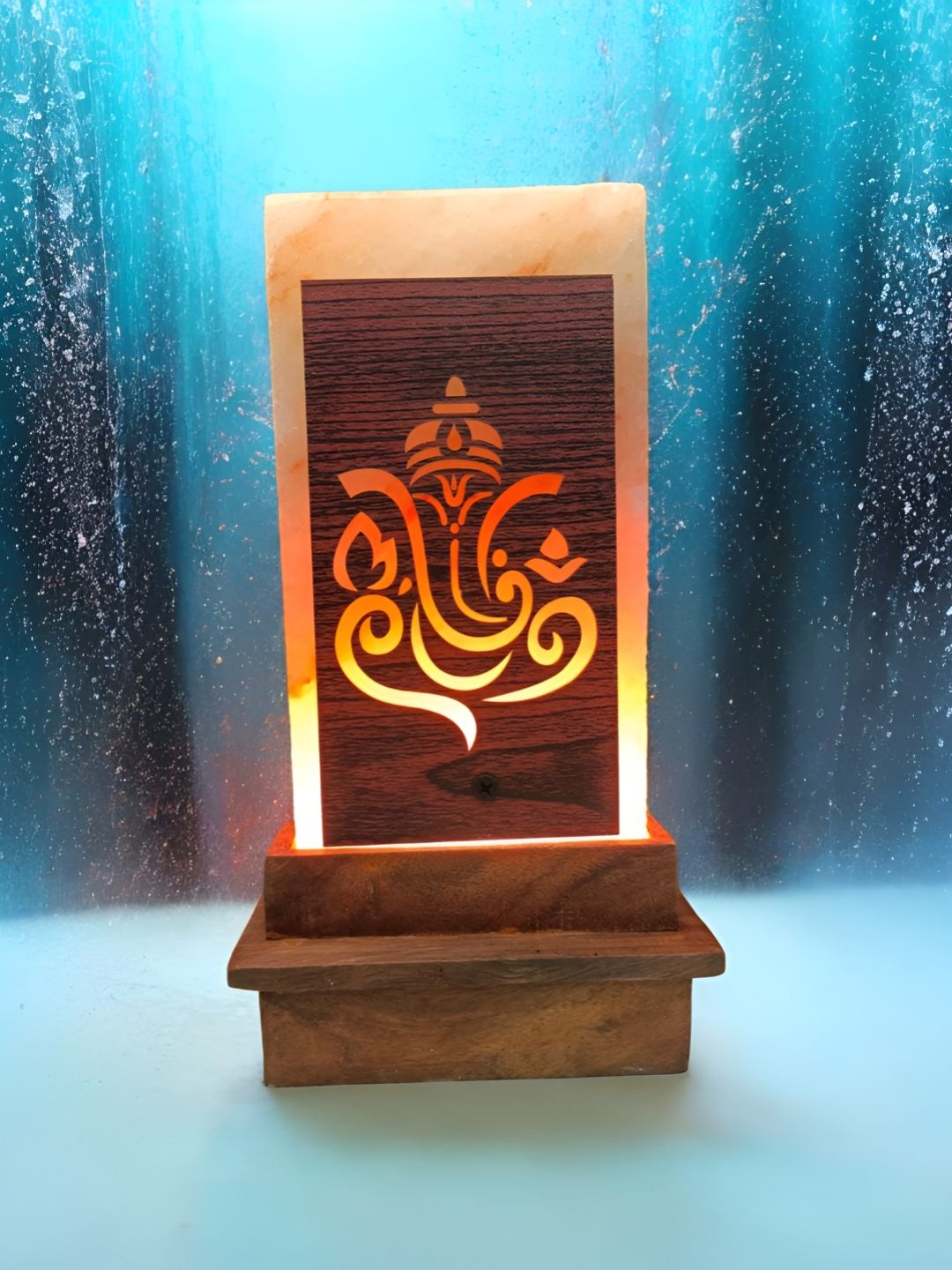 GLOBAL AROMA Warm Yellow Wood Rectangle Textured High Quality Electrical Table Lamps