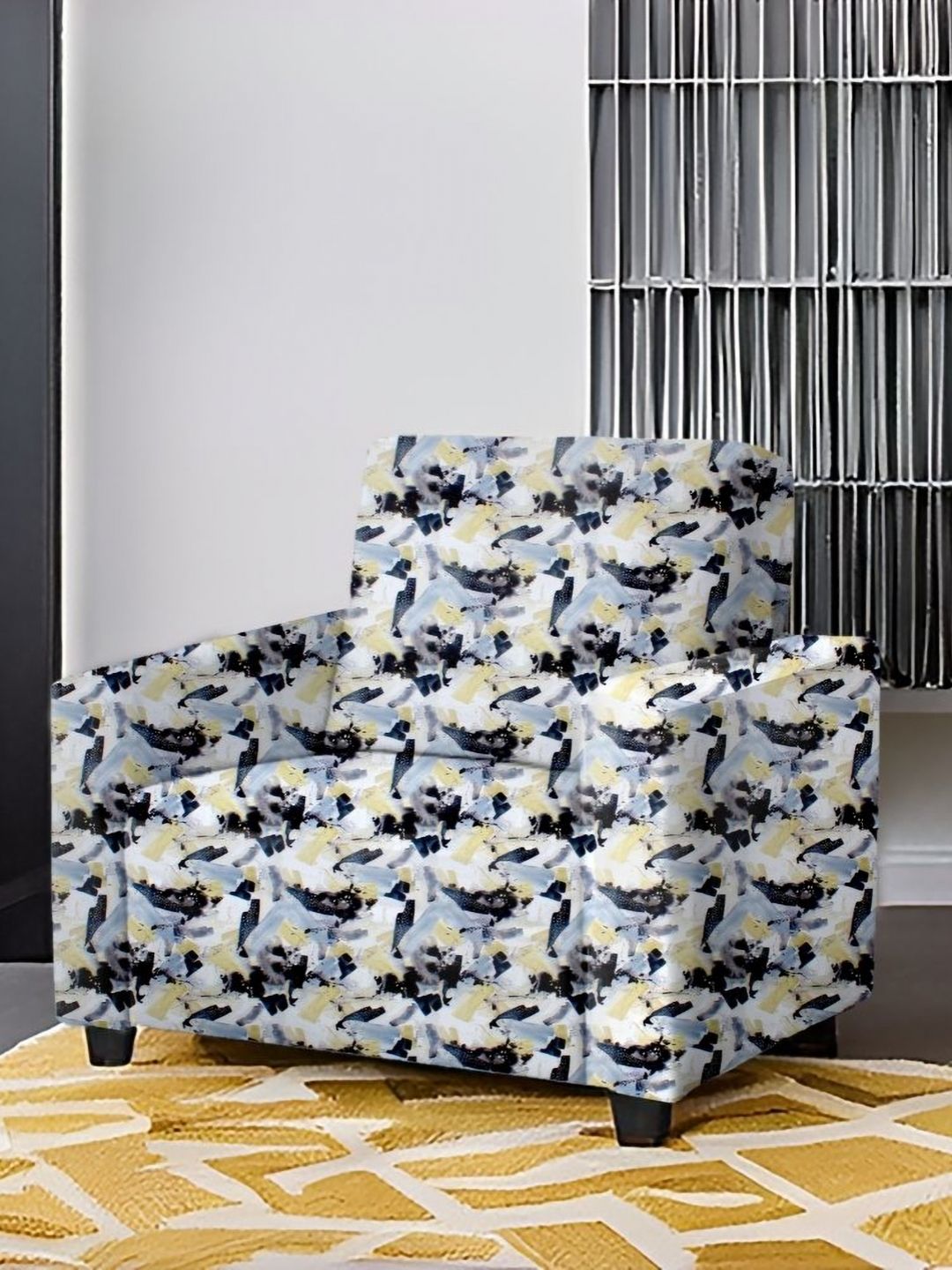 Stylista Ginger Design Lycra Stretch Fit Straight Single Seater Sofa Protector-40x40x50In