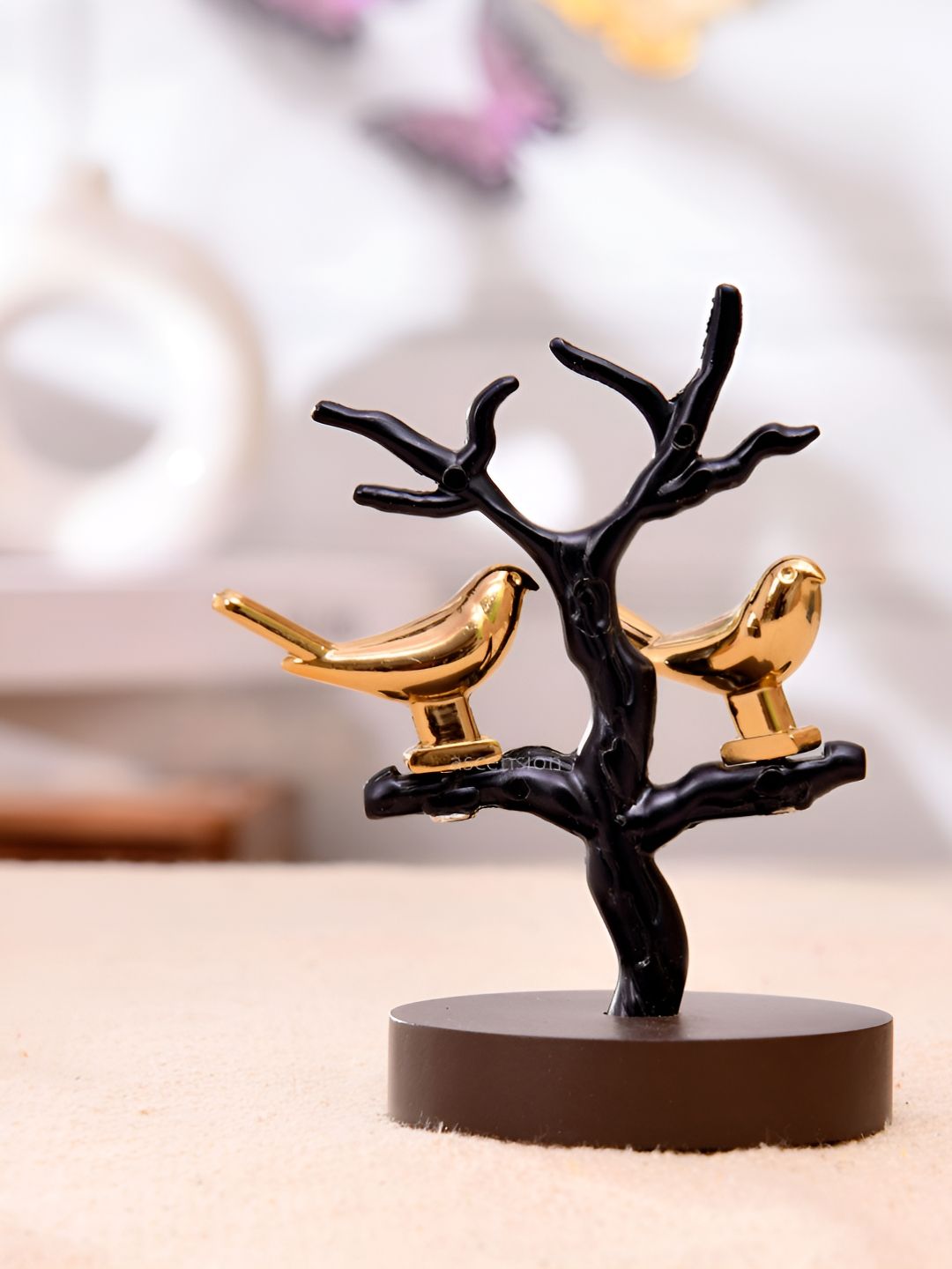 Ascension Animal Tree Bird Gold Metal Metallic Living Room Hand-Crafted Small Showpiece - 4.3 Inches