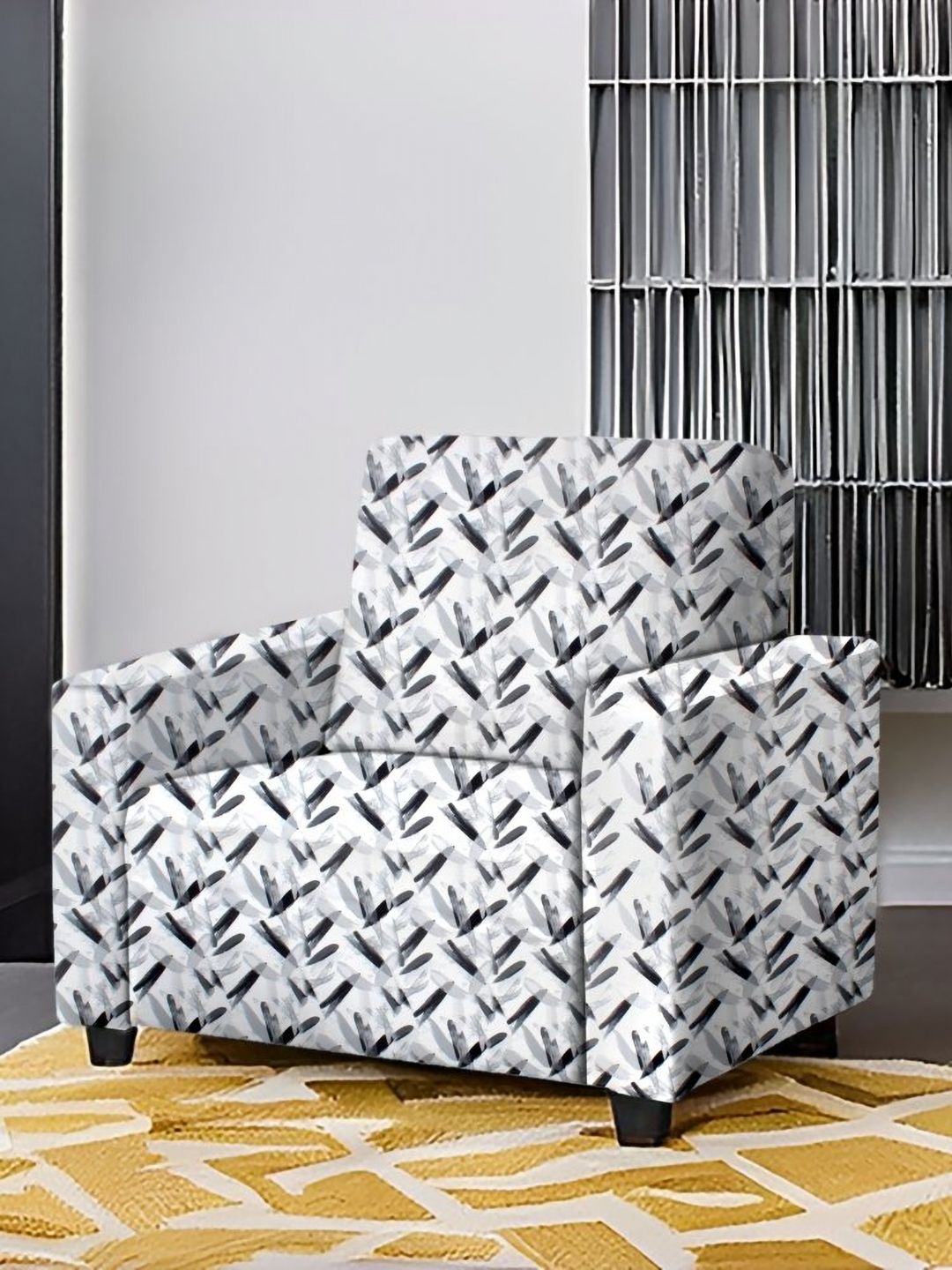 Stylista Plain Circle Lycra Stretch Fit Straight Single Seater Sofa Protector-40x40x50In