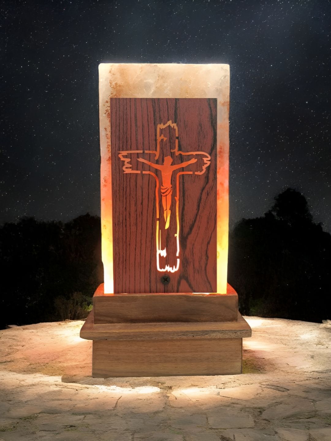 GLOBAL AROMA Warm Yellow Wood Rectangle Textured High Quality Electrical Table Lamps