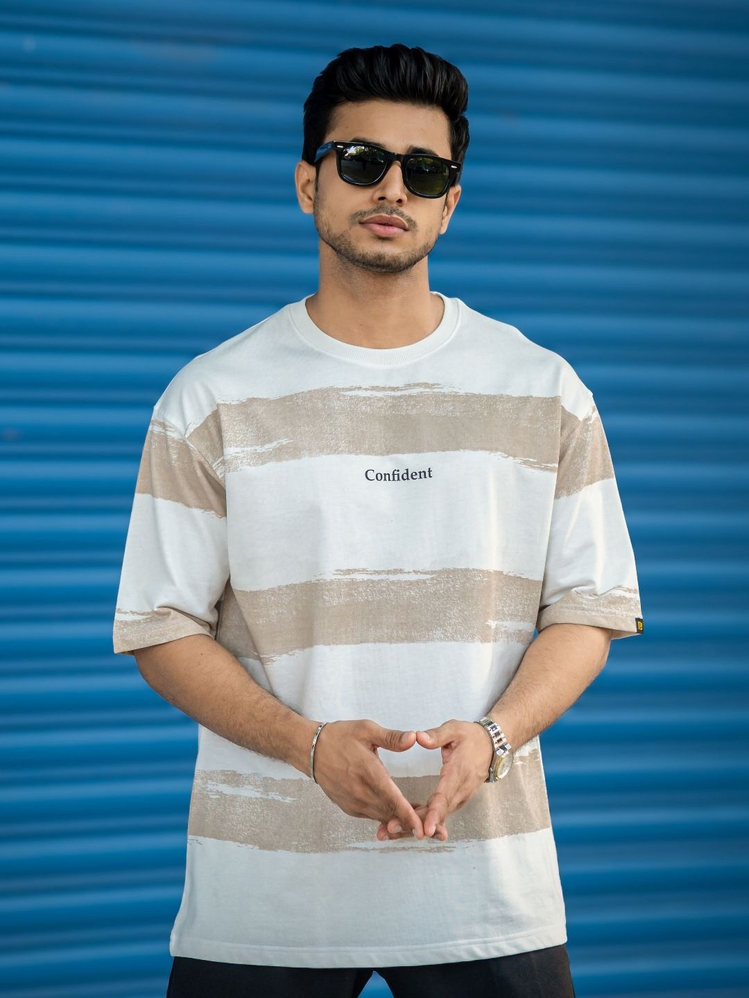 Maniac Men Striped Round Neck T-shirt