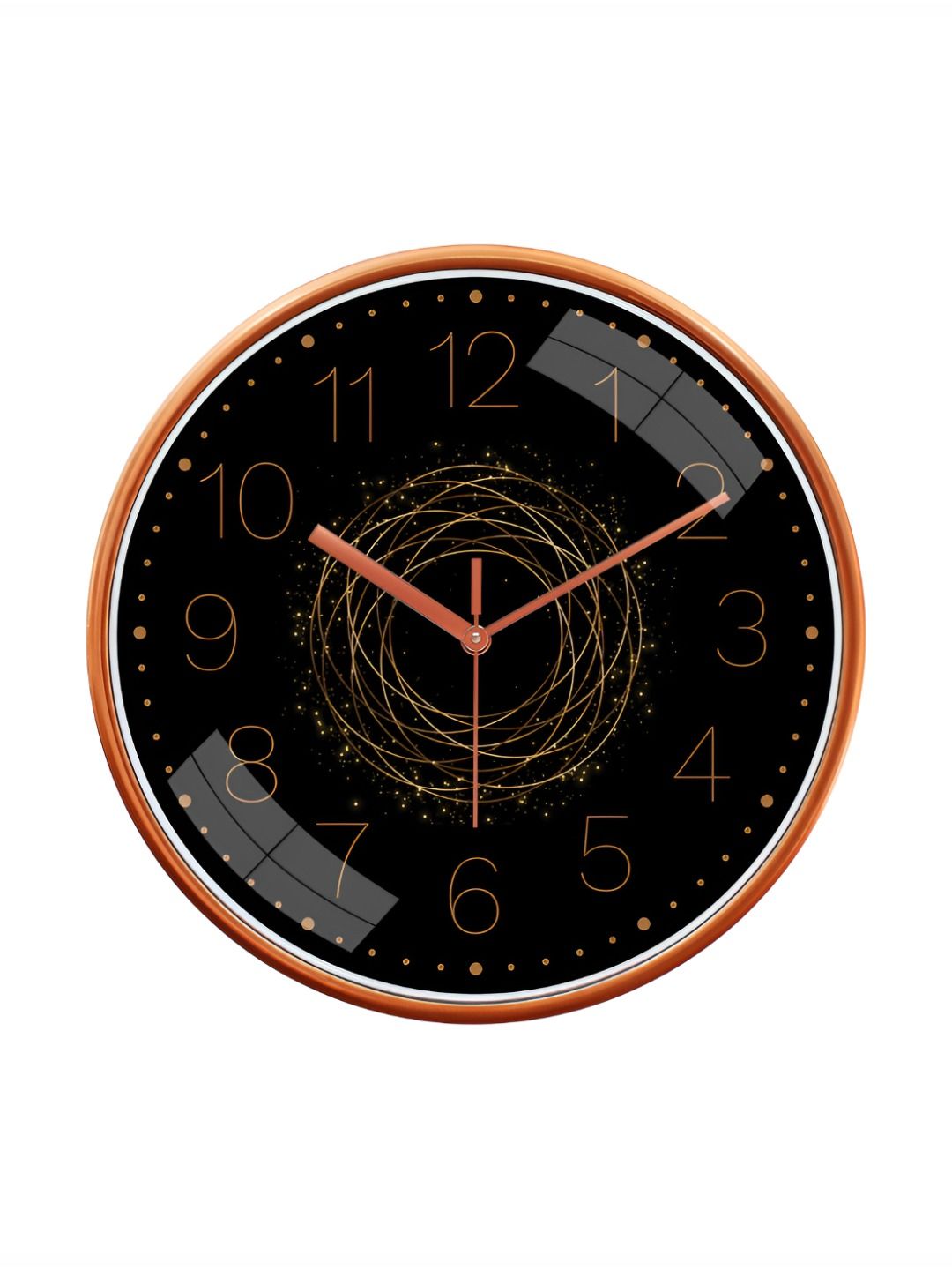 Aura Aura Black & Gold-Toned Printed Round Contemporary Modern Wall Clock