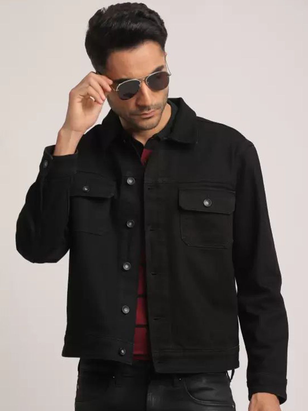 KLIZEN Men Denim Jacket with Patchwork