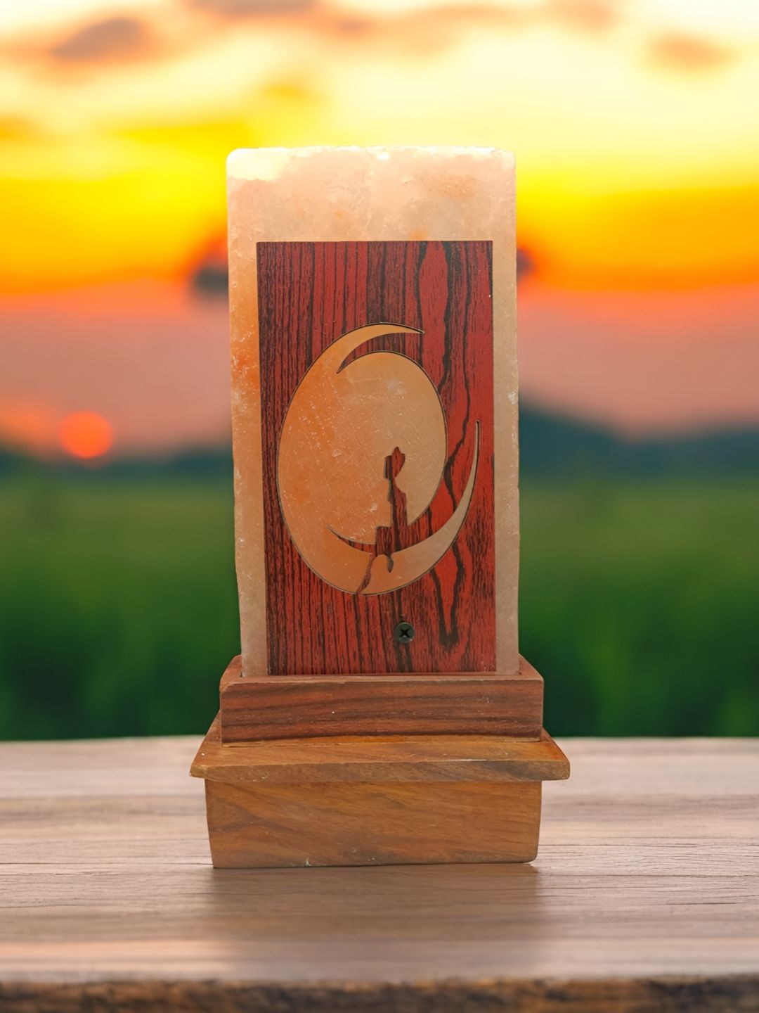 GLOBAL AROMA Warm Yellow Wood Rectangle Solid High Quality Electrical Table Lamps