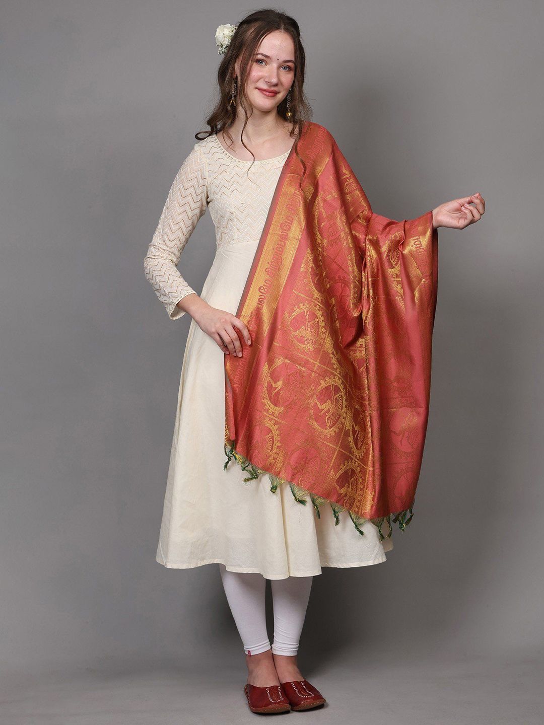 Buy Exotic India Brocaded Nataraja Dancing Lord Shiva Prayer Shawl