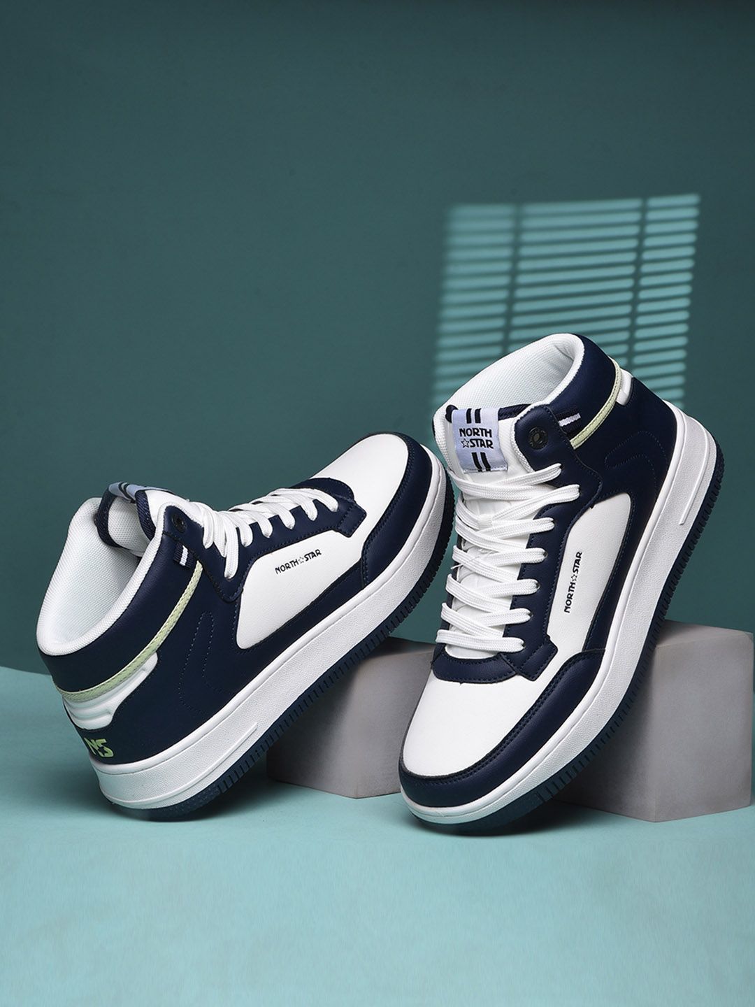 Buy North Star Men Colourblocked Mid-Top Round Toe Sneakers