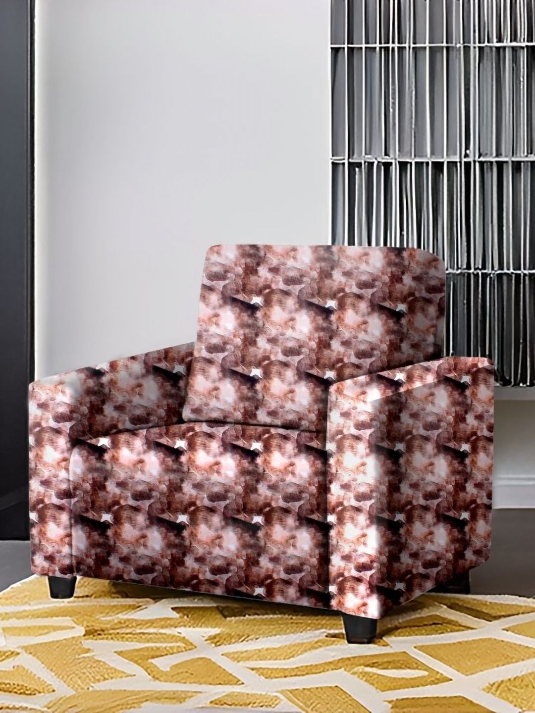 Stylista Peacock Lycra Stretch Fit Straight Single Seater Sofa Protector-40x40x65In