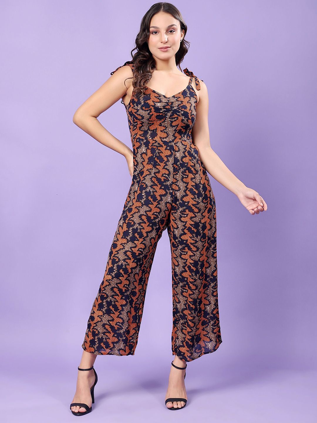 RANGRIWAZ Women Abstract Print Smocked Basic Jumpsuit