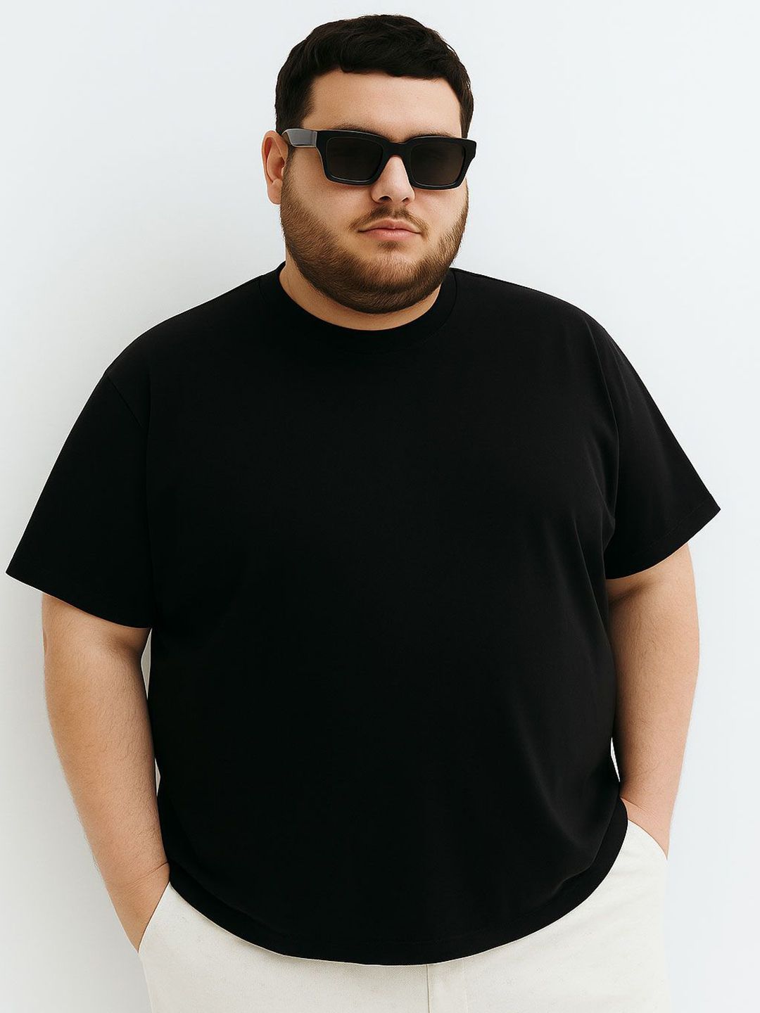 Toodle Plus Men Plus Size Solid Cotton T-Shirt