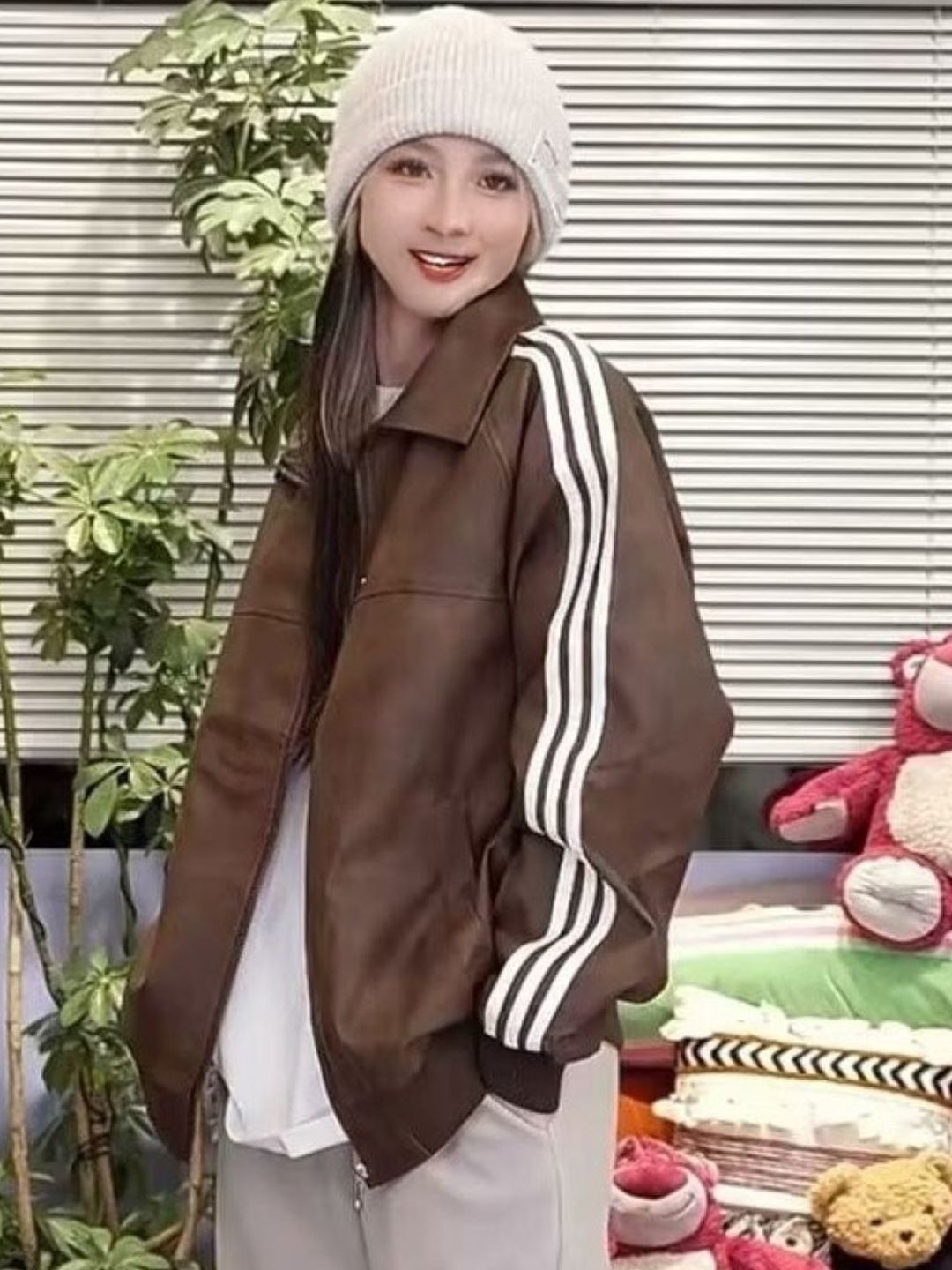 Buy KPOP Women Striped Oversized Bomber Jacket - Jackets for Women
