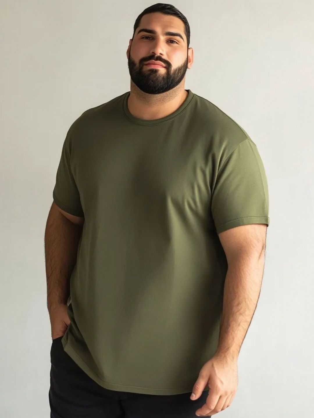 Toodle Plus Men Plus Size Solid Cotton T-Shirt