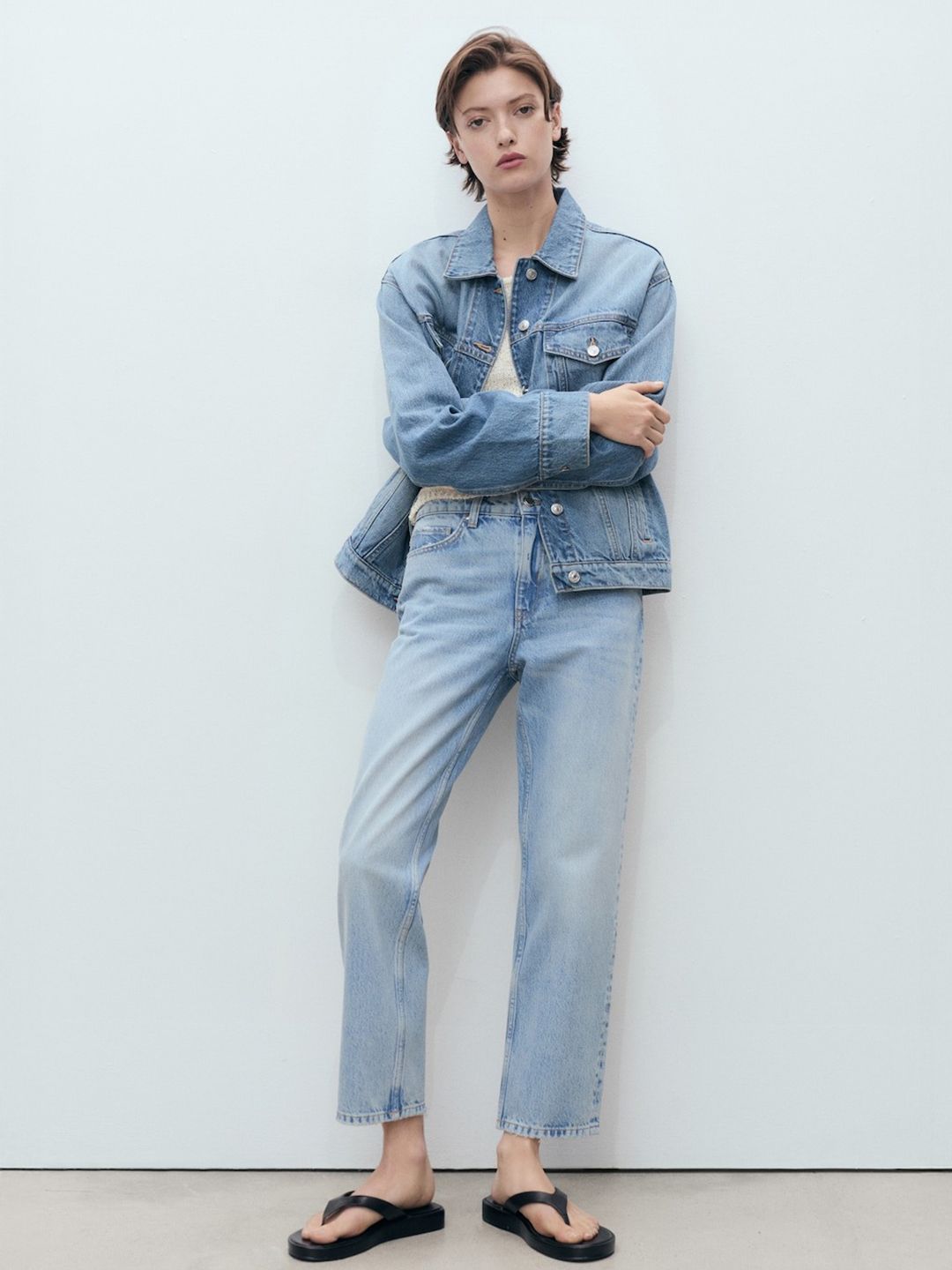 Blanca Straight Fit Mid-Rise Pure Cotton Jeans