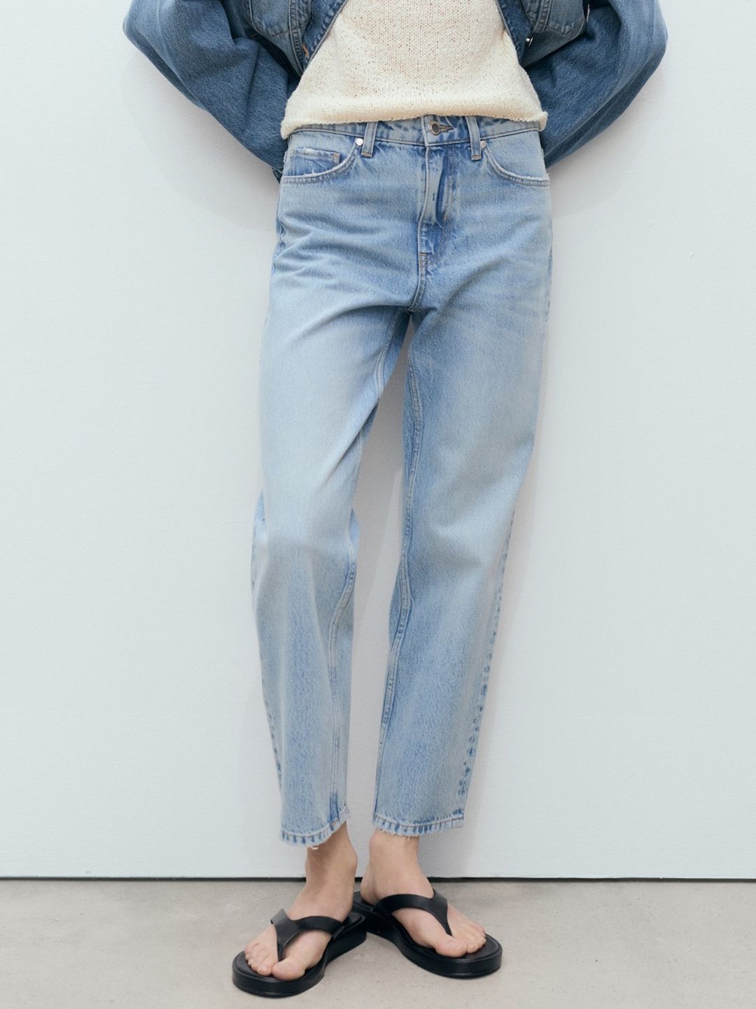 Blanca Straight Fit Mid-Rise Pure Cotton Jeans