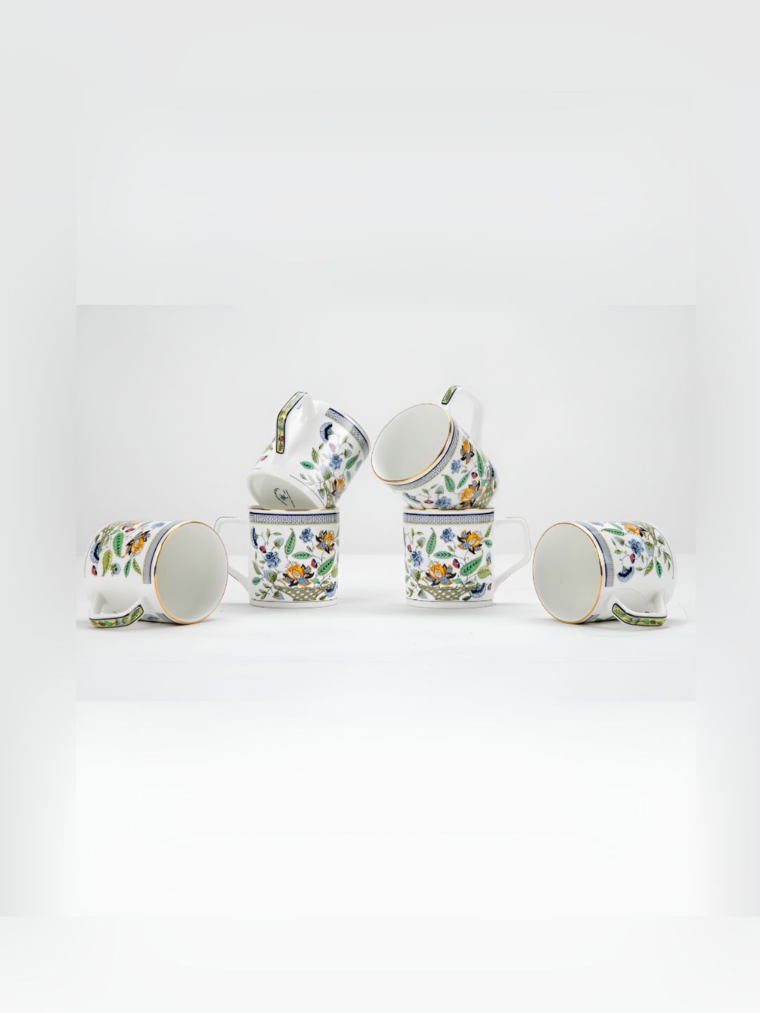 GOLDEN QUEEN'S 3D Unicorn Cloud Green Floral Ceramic Easy to Clean 6 Piece Cups-220ml