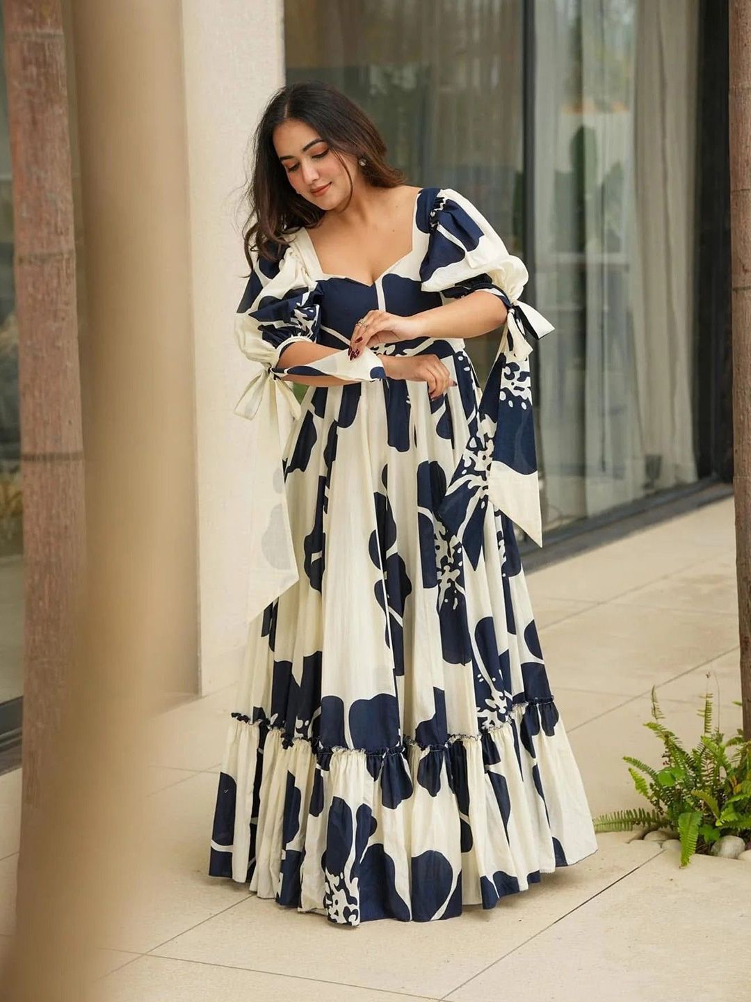 Buy CORSICA Women Floral Print Puff Sleeve Gathered or Pleated Fit & Flare  Maxi Dress - Dresses for Women 33810916 | Myntra