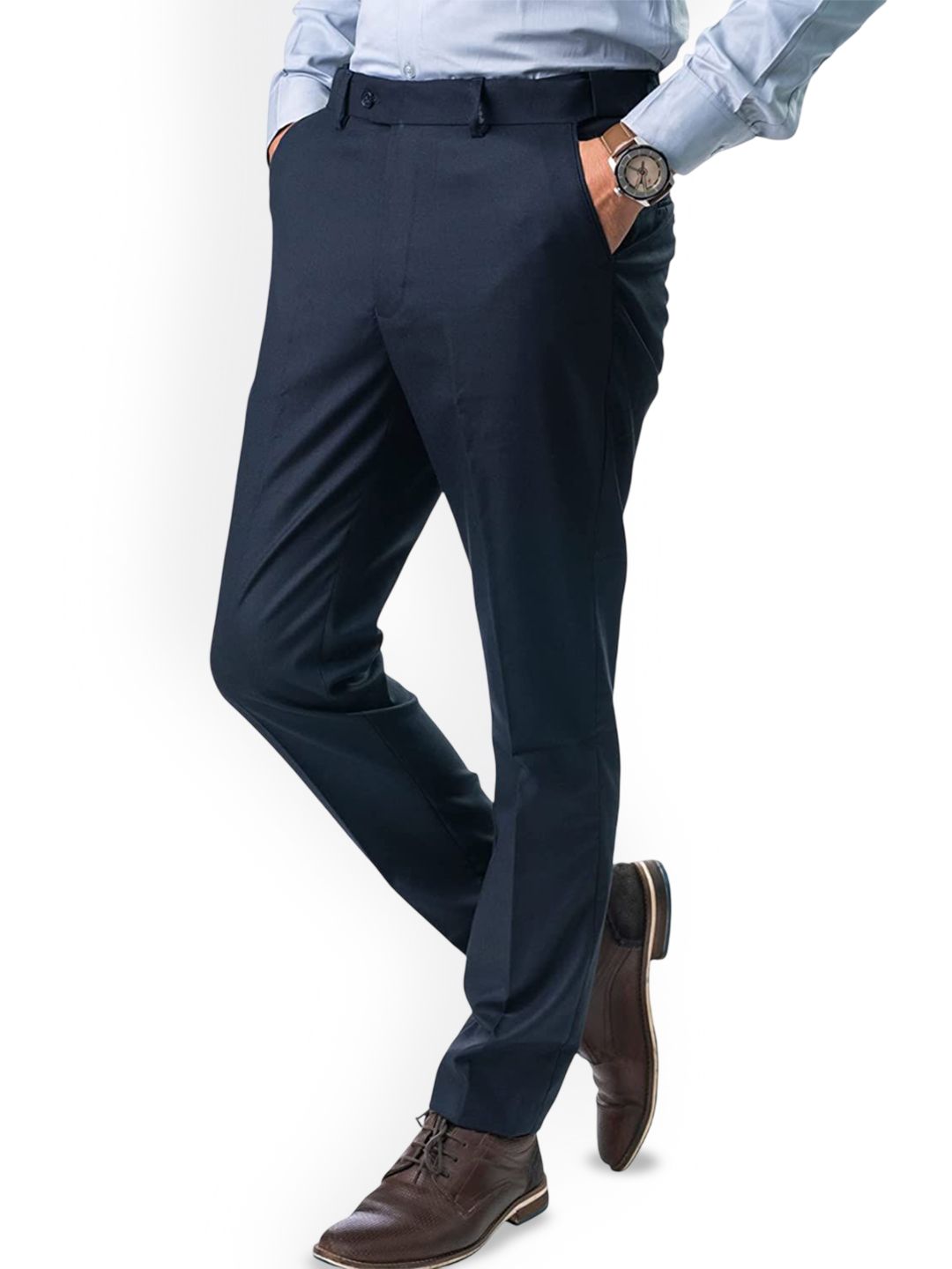 SWISS HORN Men Easy Wash Formal Trousers