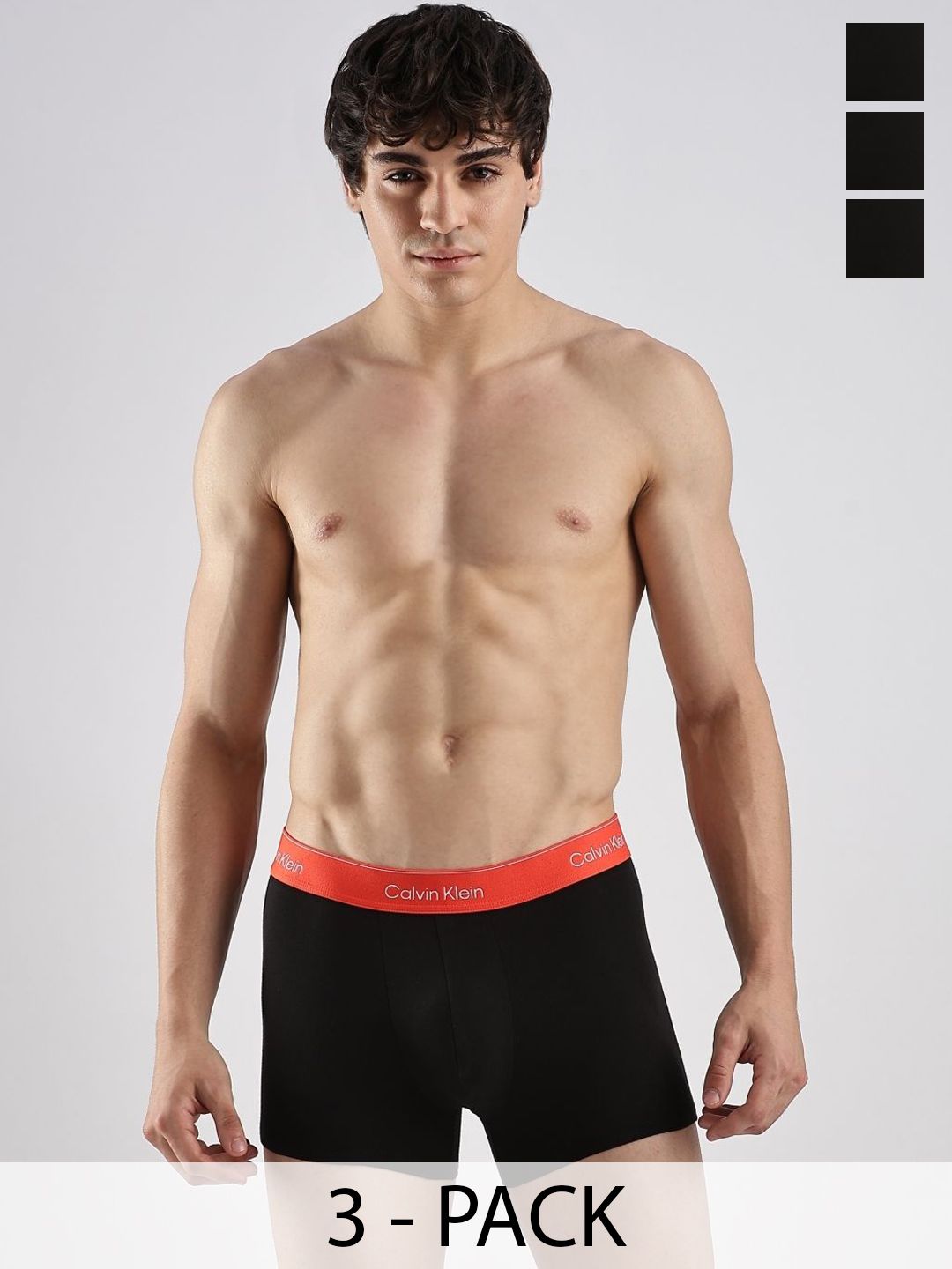 Calvin Klein Underwear Pack Of 3 Low Rise Outer Elasticated Knitted Trunks - NB4392840