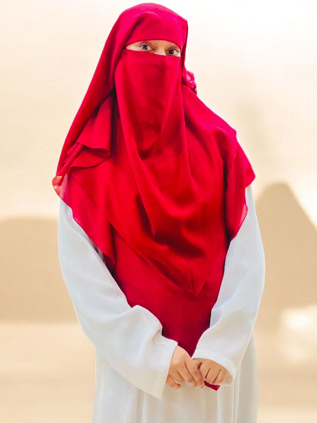 BASHARIYA Two-Layer Triangle Prayer Hijab With Tie-Back Niqab