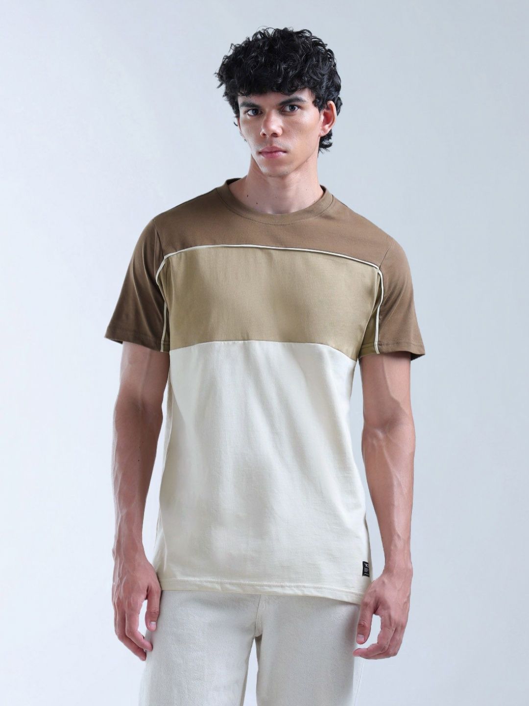 Flying Machine Flying Machine Men Colourblocked Round Neck Cotton T-shirt