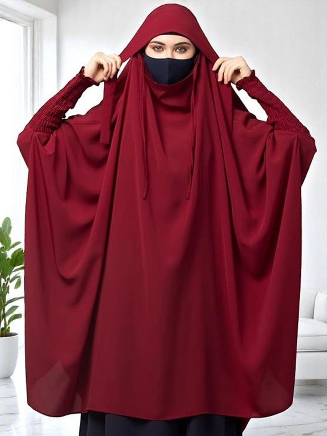 BASHARIYA Full-Size Khimar With Sleeves & Adjustable Mouthpiece
