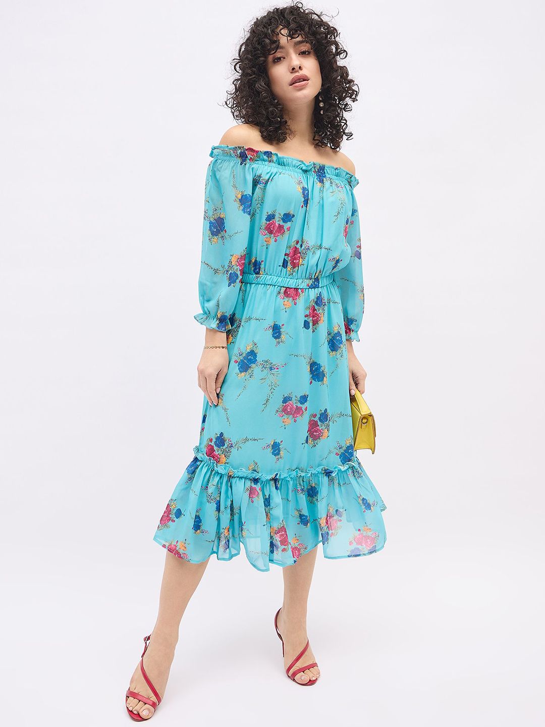 off shoulder dress myntra Black Solid Off Shoulder Dress