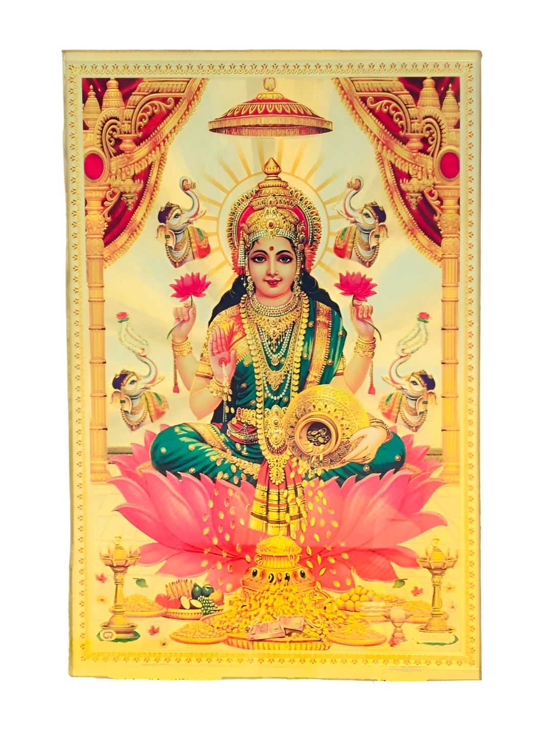 SHOP BY ROOM Yellow & Red Devi Lakshmi Wall Art Tile