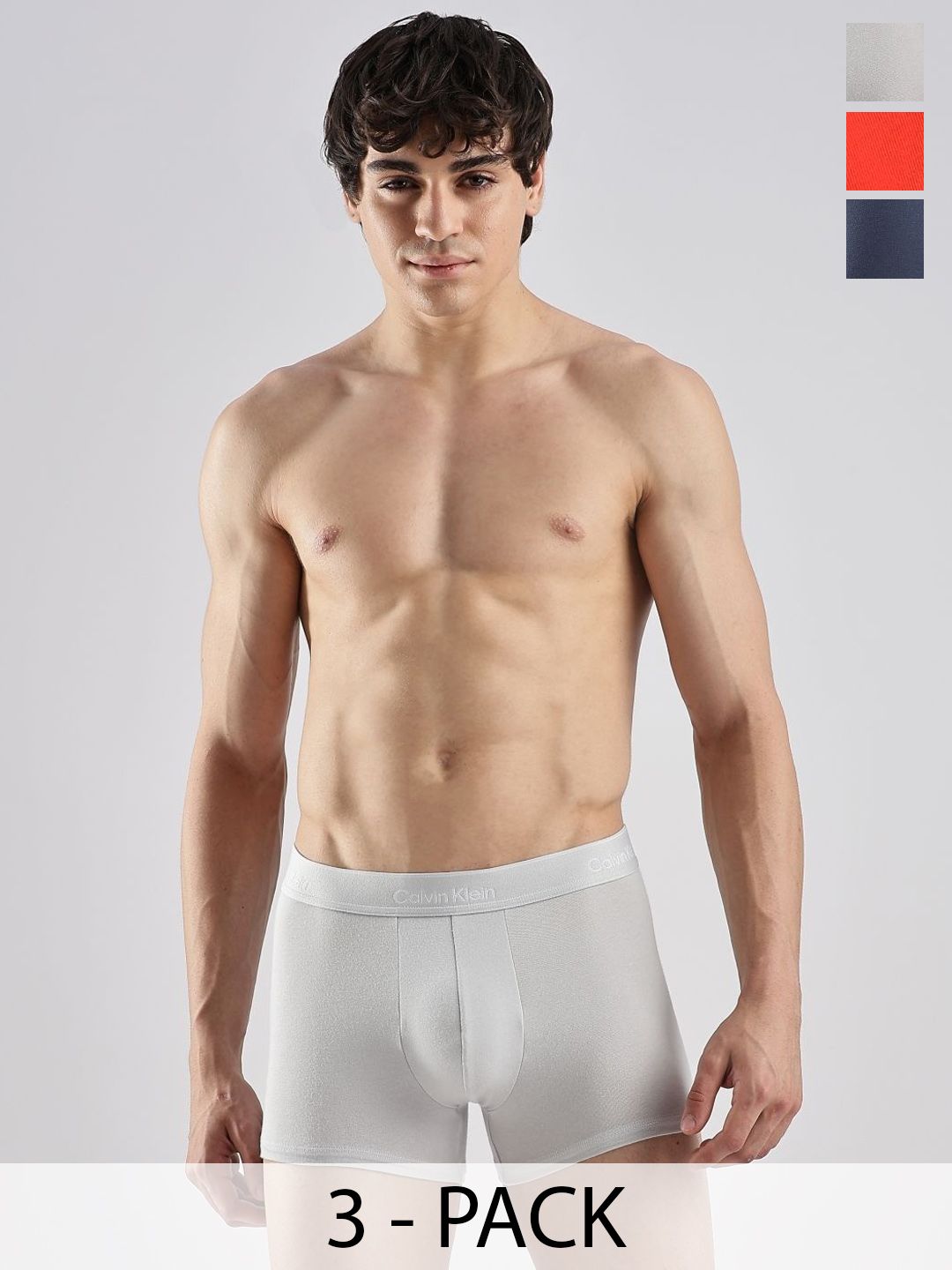 Calvin Klein Underwear Pack Of 3 Low Rise Outer Elasticated Knitted Trunks - NB4392841