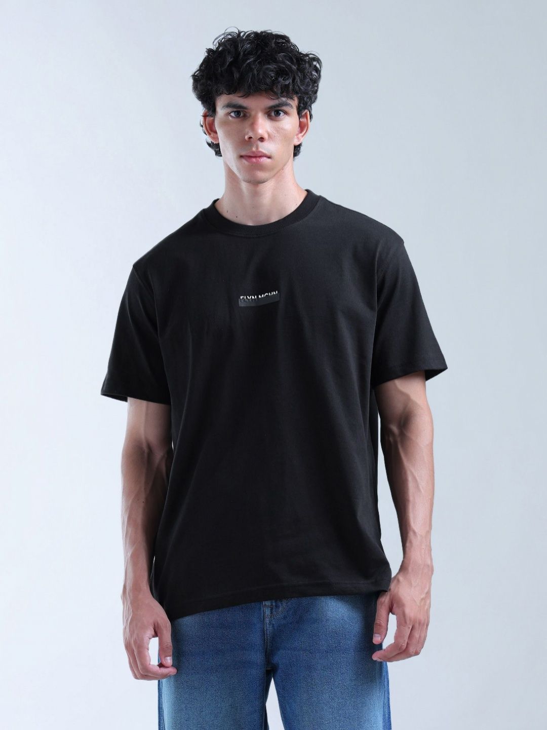 Flying Machine Flying Machine Typographic Printed Round Neck Relaxed Fit Cotton T-shirt