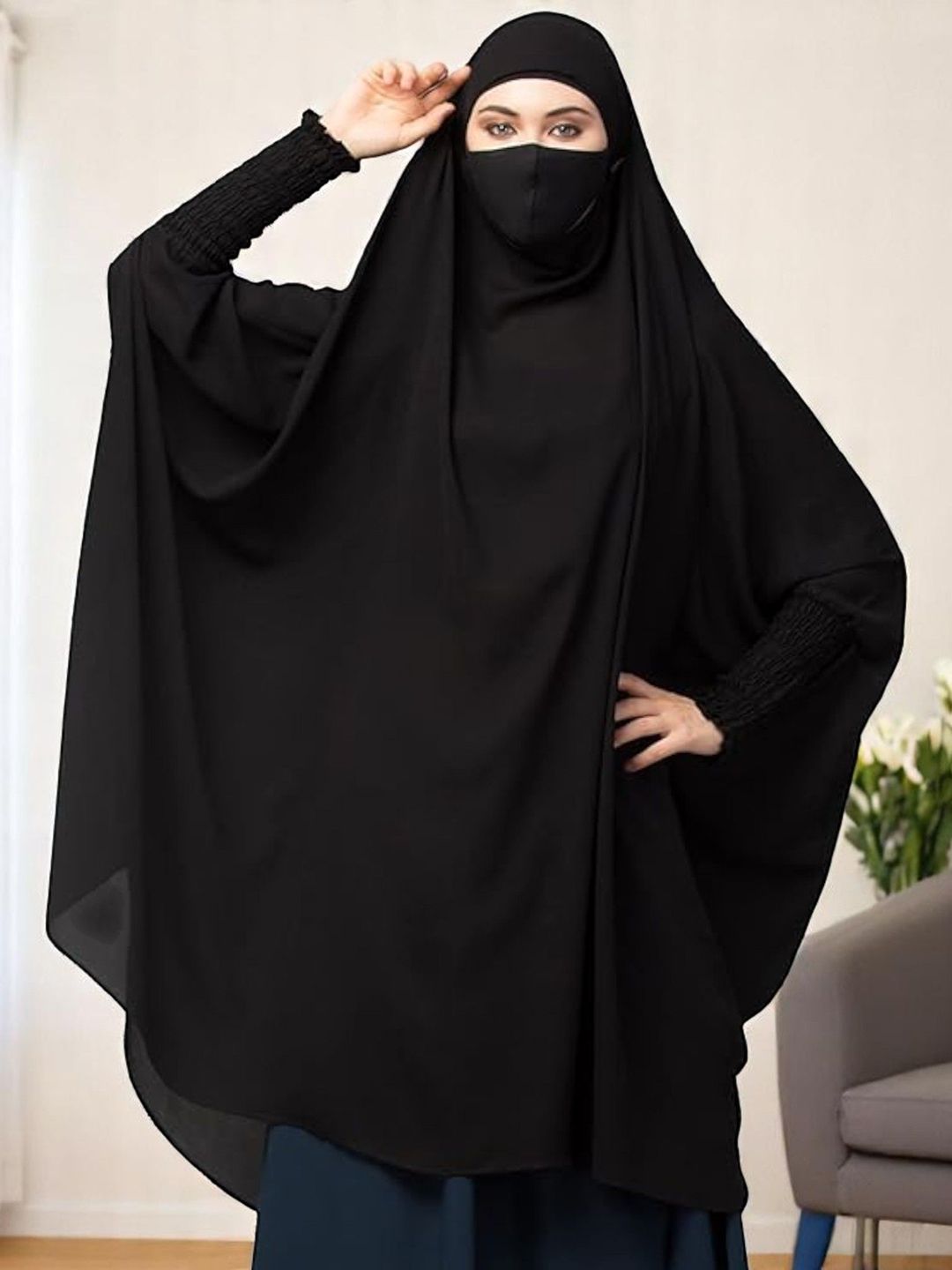 BASHARIYA Full-Size Khimar With Sleeves & Adjustable Mouthpiece