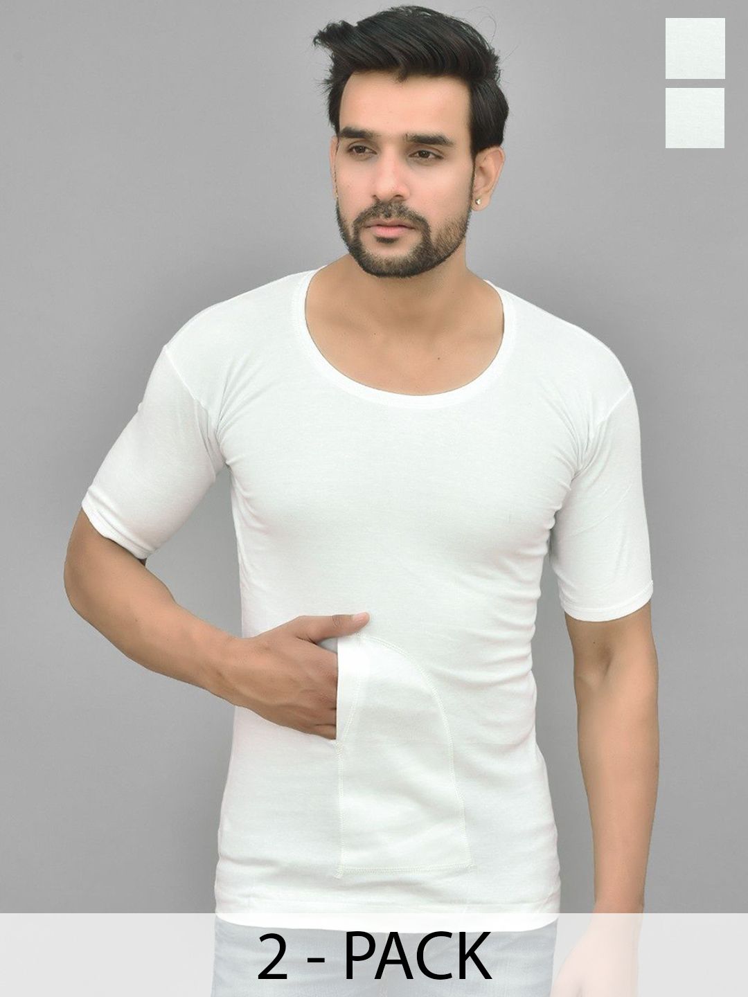 UNDERLOOP Pack Of 2 Pure Cotton Basic Vests wpktrns2-80