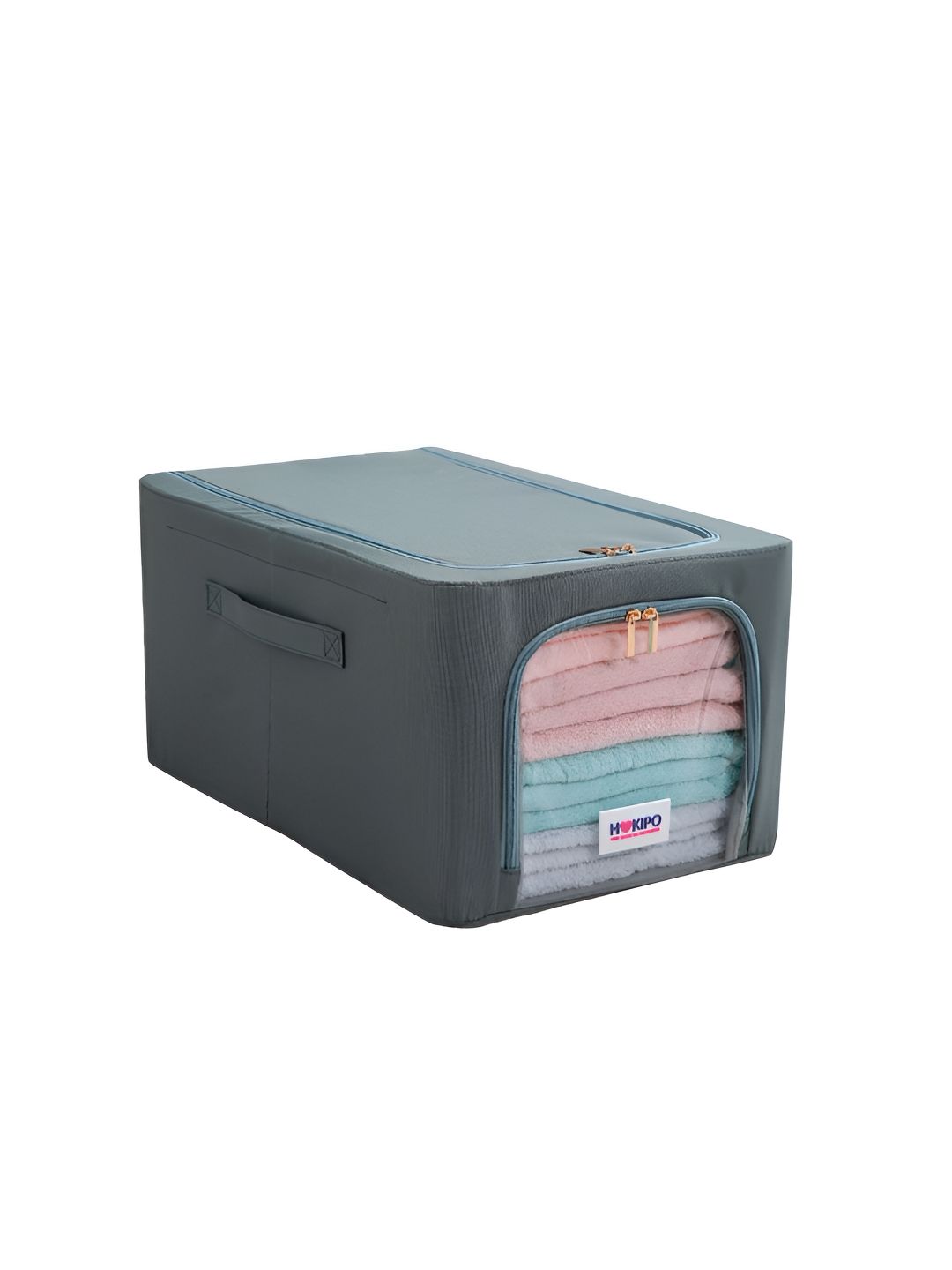 HOKIPO Grey Set of 1 Regular Multi-Utility Foldable Storage Box Organizers