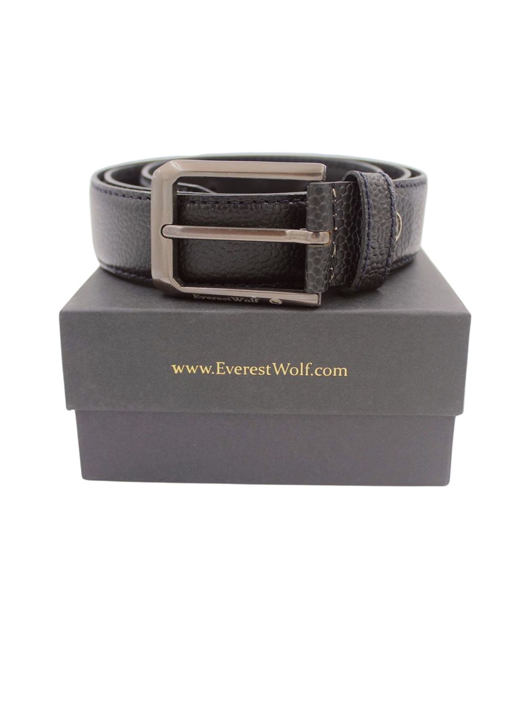 Everestwolf Men Textured Leather Tang Belt