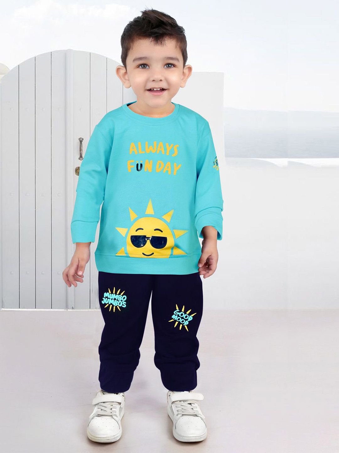Bad Boys Boys Printed Pure Cotton T-shirt With Joggers