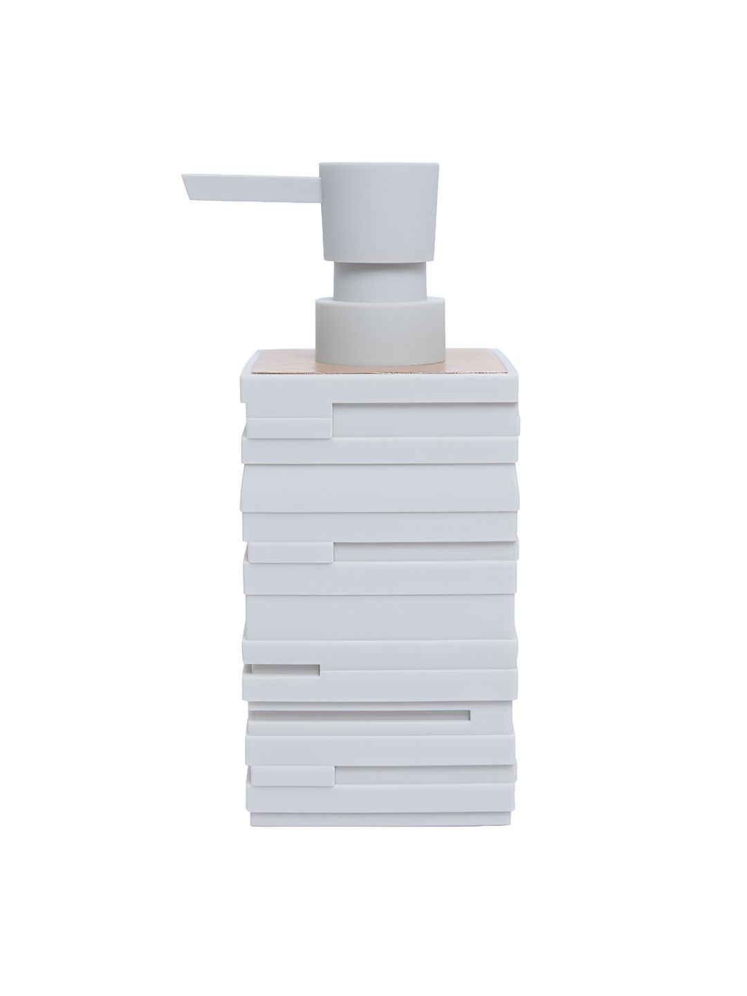 FabSeasons Beige & Grey Textured Plastic Soap Dispenser