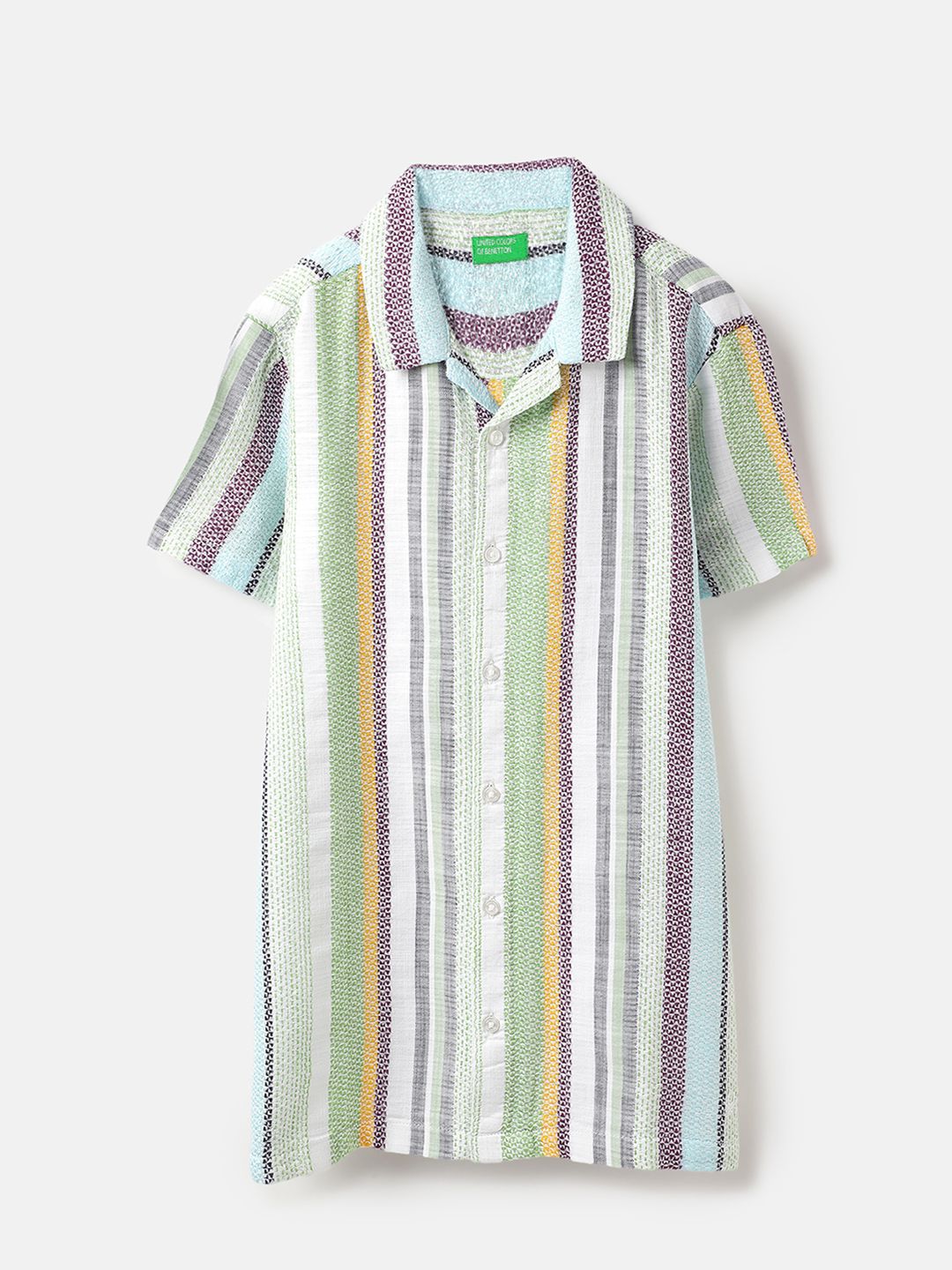 United Colors of Benetton Boys Multi Stripes Opaque Striped Casual Shirt