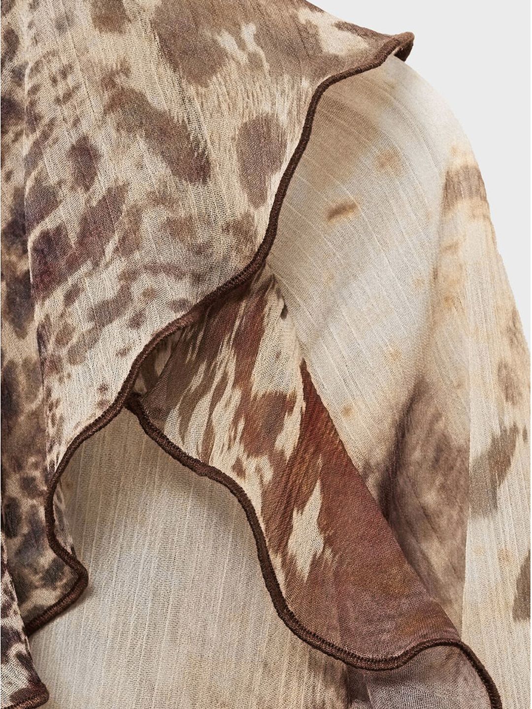 Animal Print Gauze Ruffled Top
