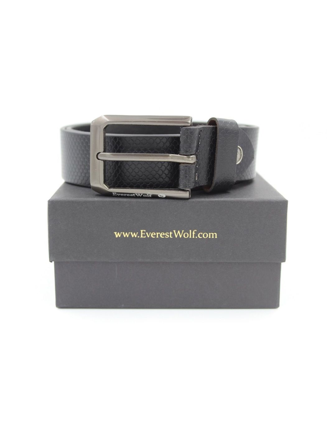 Everestwolf Men Textured Leather Formal Belt