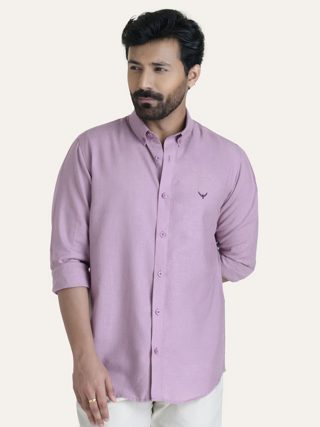 PERCH Linen Cotton Long Sleeves Slim Fit Shirt