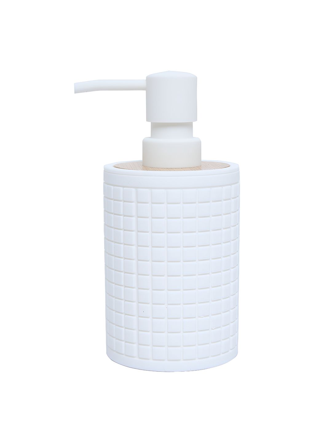 FabSeasons White & Brown Textured Plastic Soap Dispenser