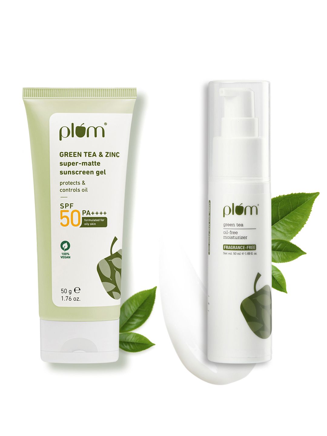 Plum Plum Set Of Green Tea SPF 50 Sunscreen Gel & Oil-Free Moisturizer