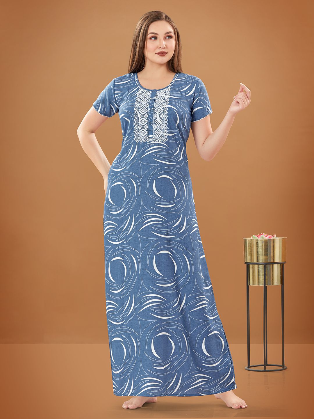 Sand Dune Women Printed Maxi Nightdress